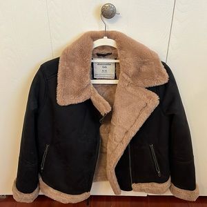 Black with fur aviator jacket